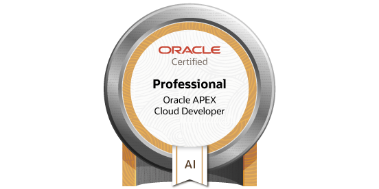 Oracle APEX Cloud Certified Developer Professional badge