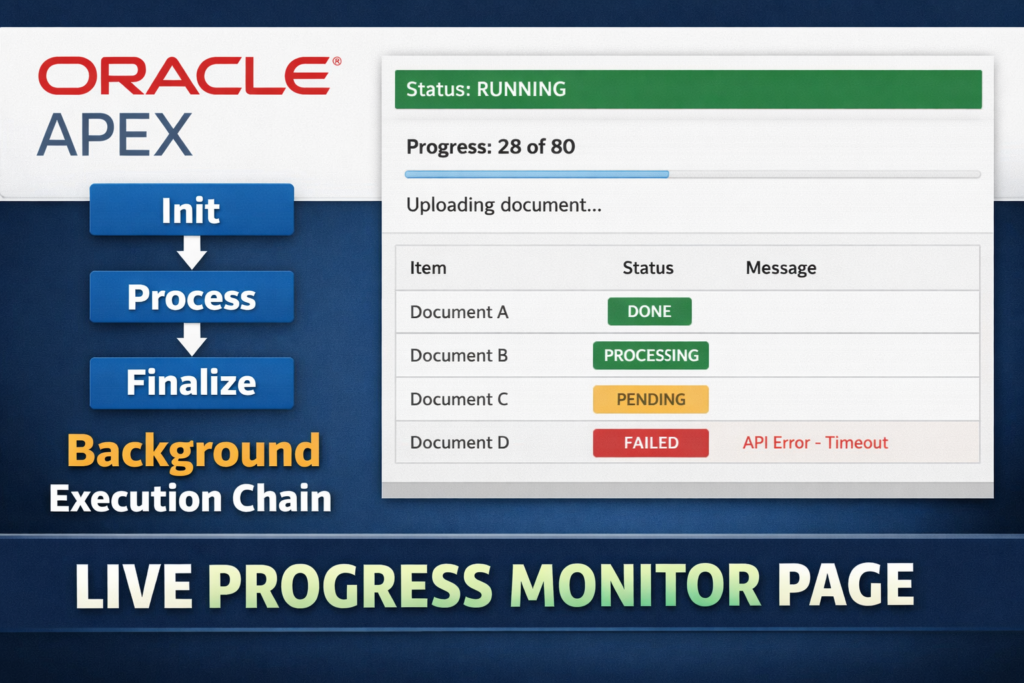 Oracle APEX Background Processing with Execution Chains (Live Progress Monitor Demo)