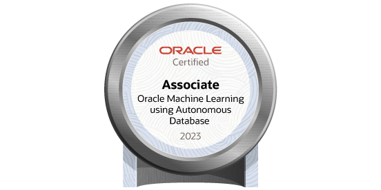 Oracle Machine Learning using Autonomous Database 2023 Certified Associate badge