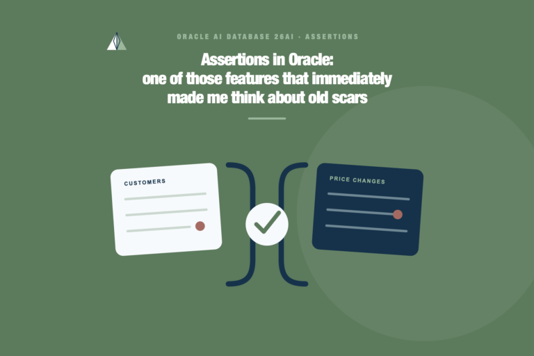 Oracle assertion enforcing one business rule across separate data sets